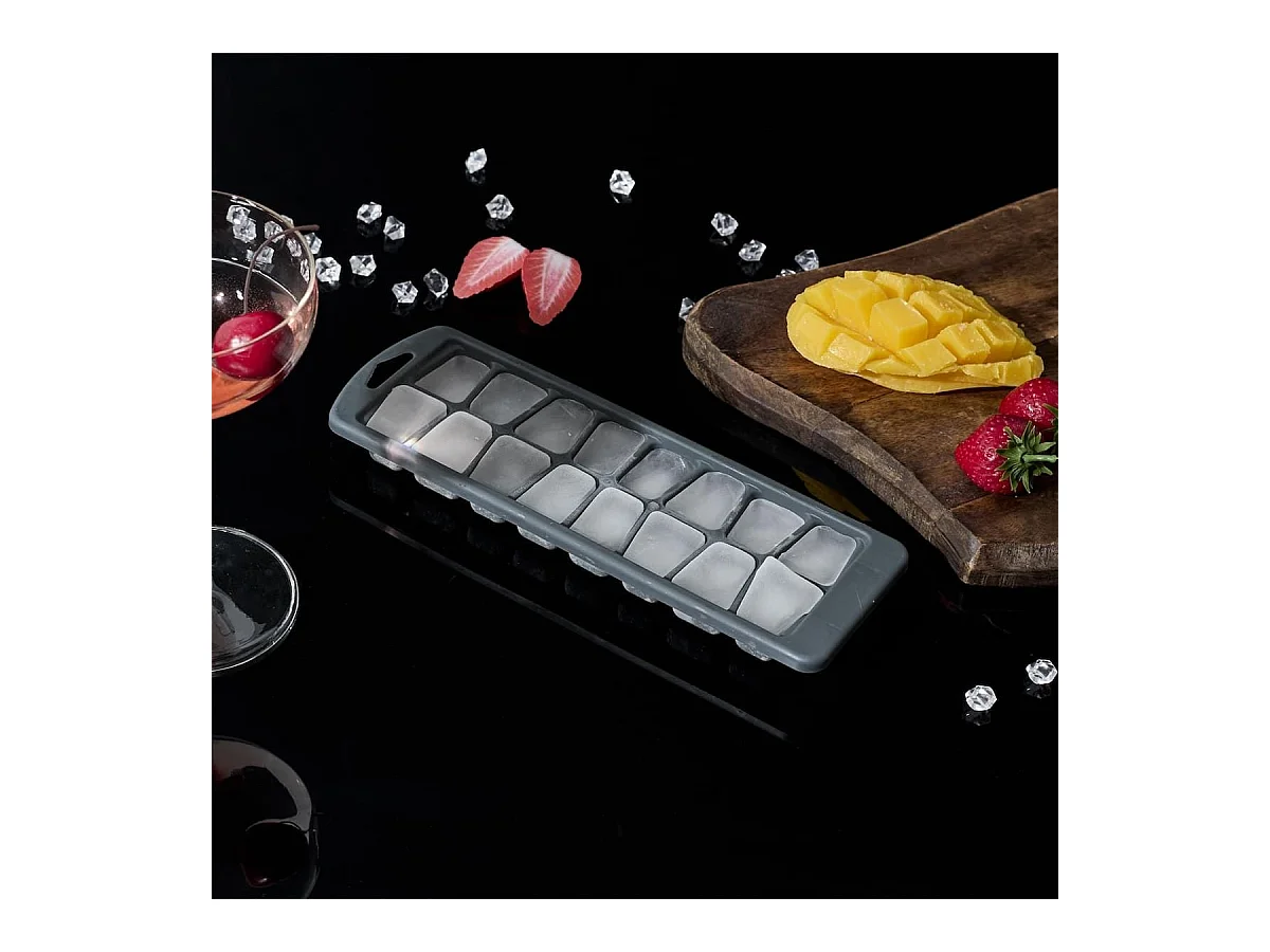 Set de 2 Moules gris à glaçons cubes capacité 16 glaçons en polypropylène