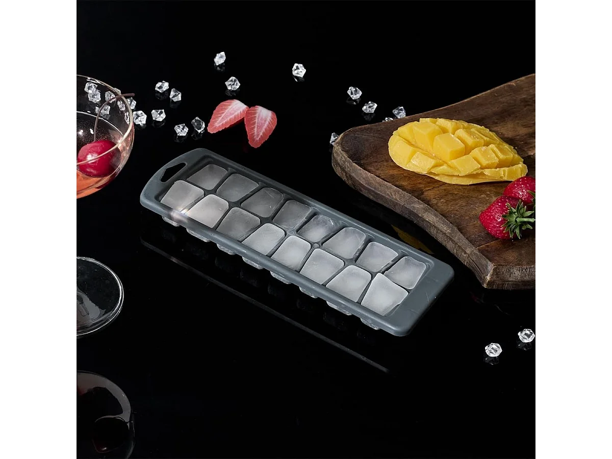 Set de 2 Moules gris à glaçons cubes capacité 16 glaçons en polypropylène