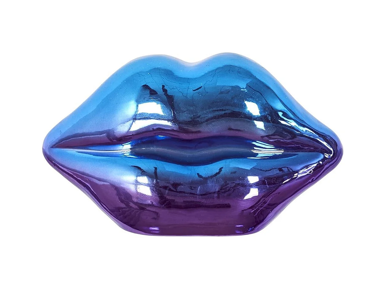 Statue bouche à poser électroplaquage dégradé violet et bleu (H11 cm)