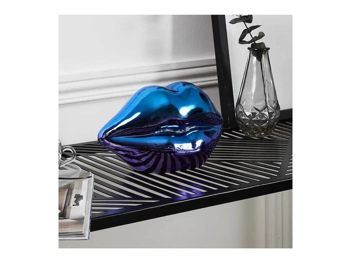 Statue bouche à poser électroplaquage dégradé violet et bleu (H11 cm)