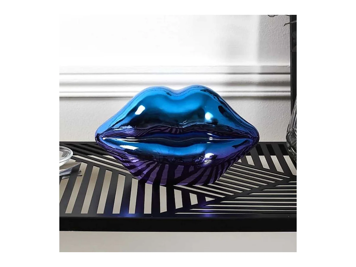 Statue bouche à poser électroplaquage dégradé violet et bleu (H11 cm)