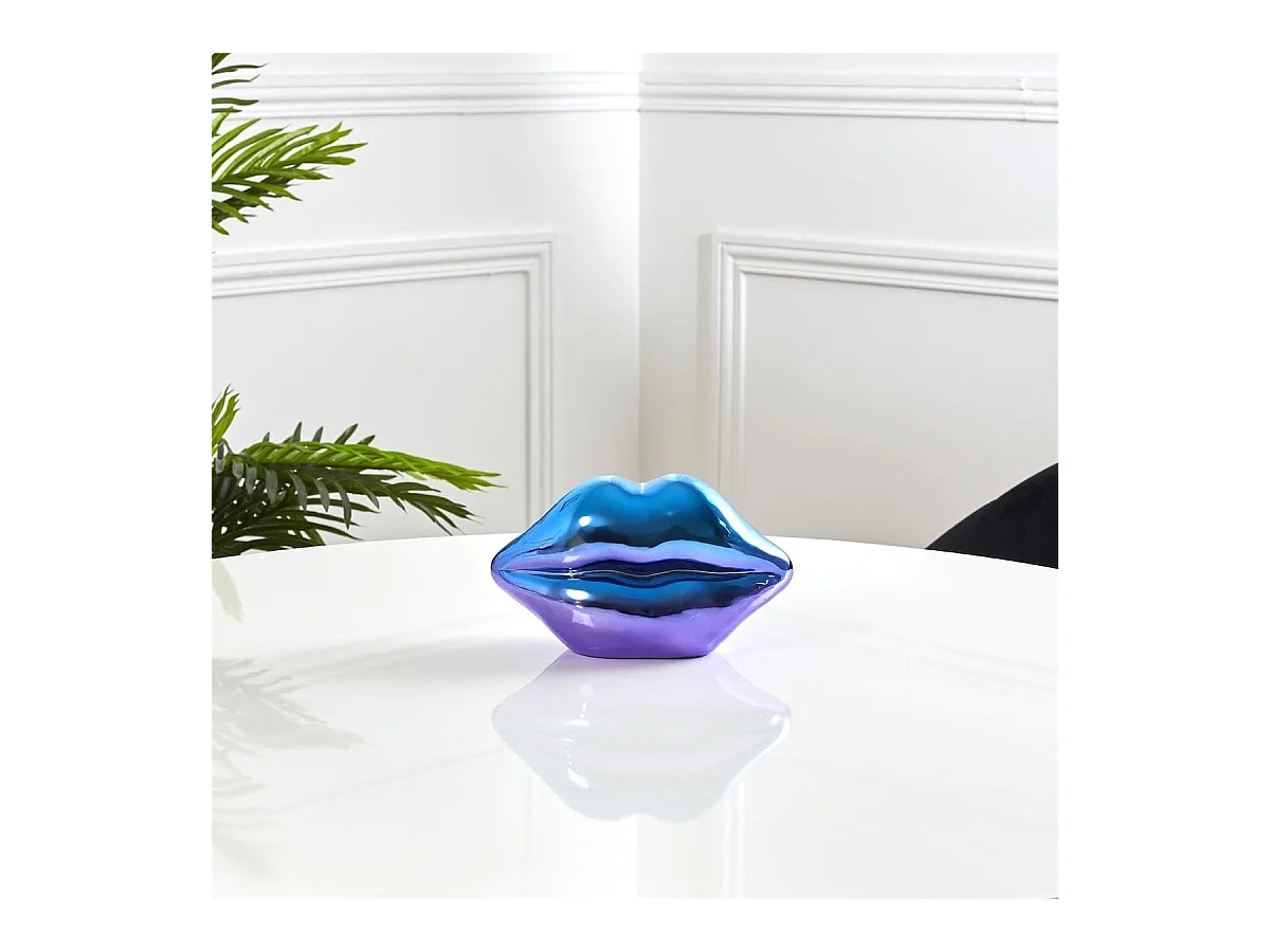 Statue bouche à poser électroplaquage dégradé violet et bleu (H11 cm)