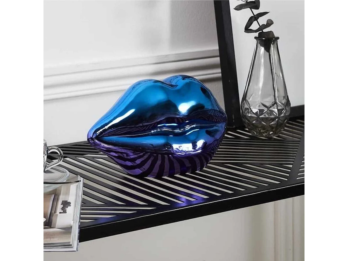 Statue bouche à poser électroplaquage dégradé violet et bleu (H11 cm)