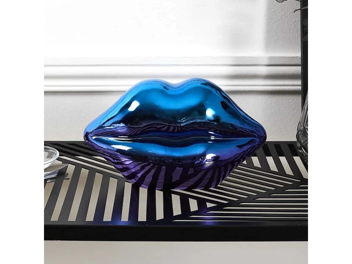 Statue bouche à poser électroplaquage dégradé violet et bleu (H11 cm)