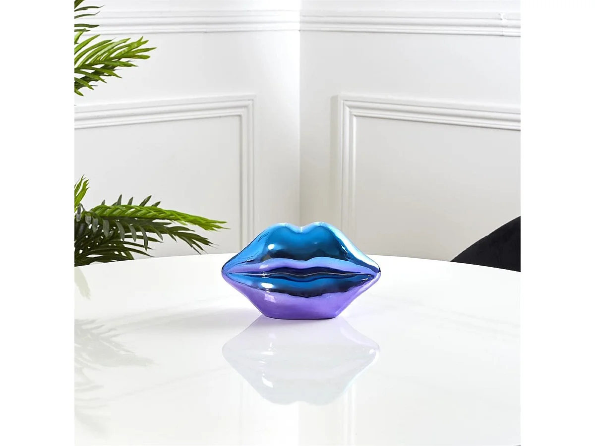 Statue bouche à poser électroplaquage dégradé violet et bleu (H11 cm)
