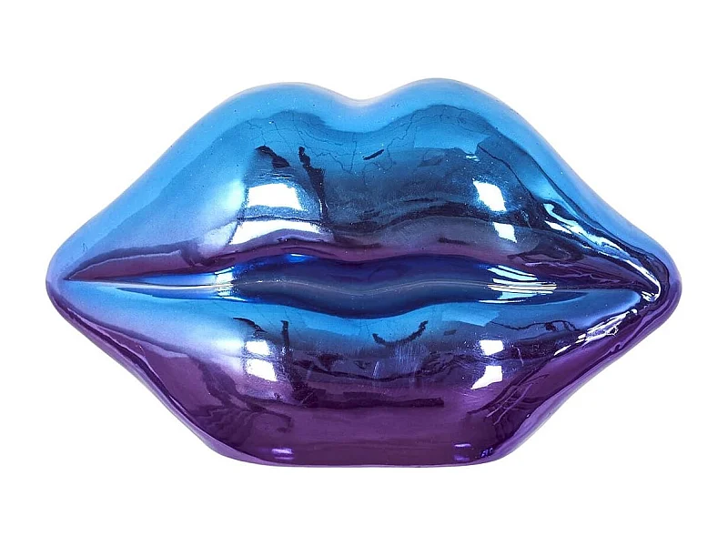 Statue bouche à poser électroplaquage dégradé violet et bleu (H11 cm)