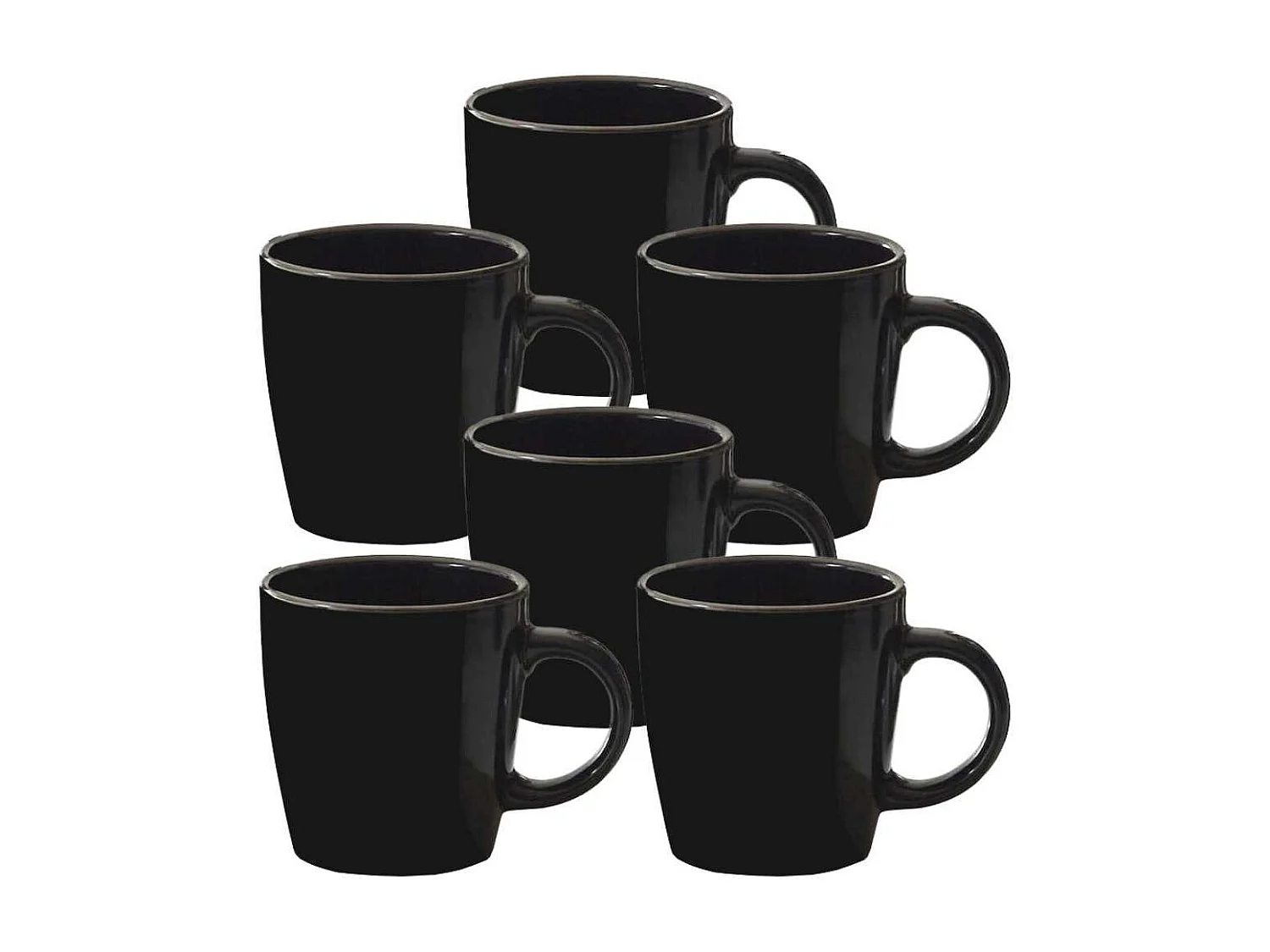 Set de 6 mugs noires en céramique avec liseré doré (Ø9,4 cm) - EBENE