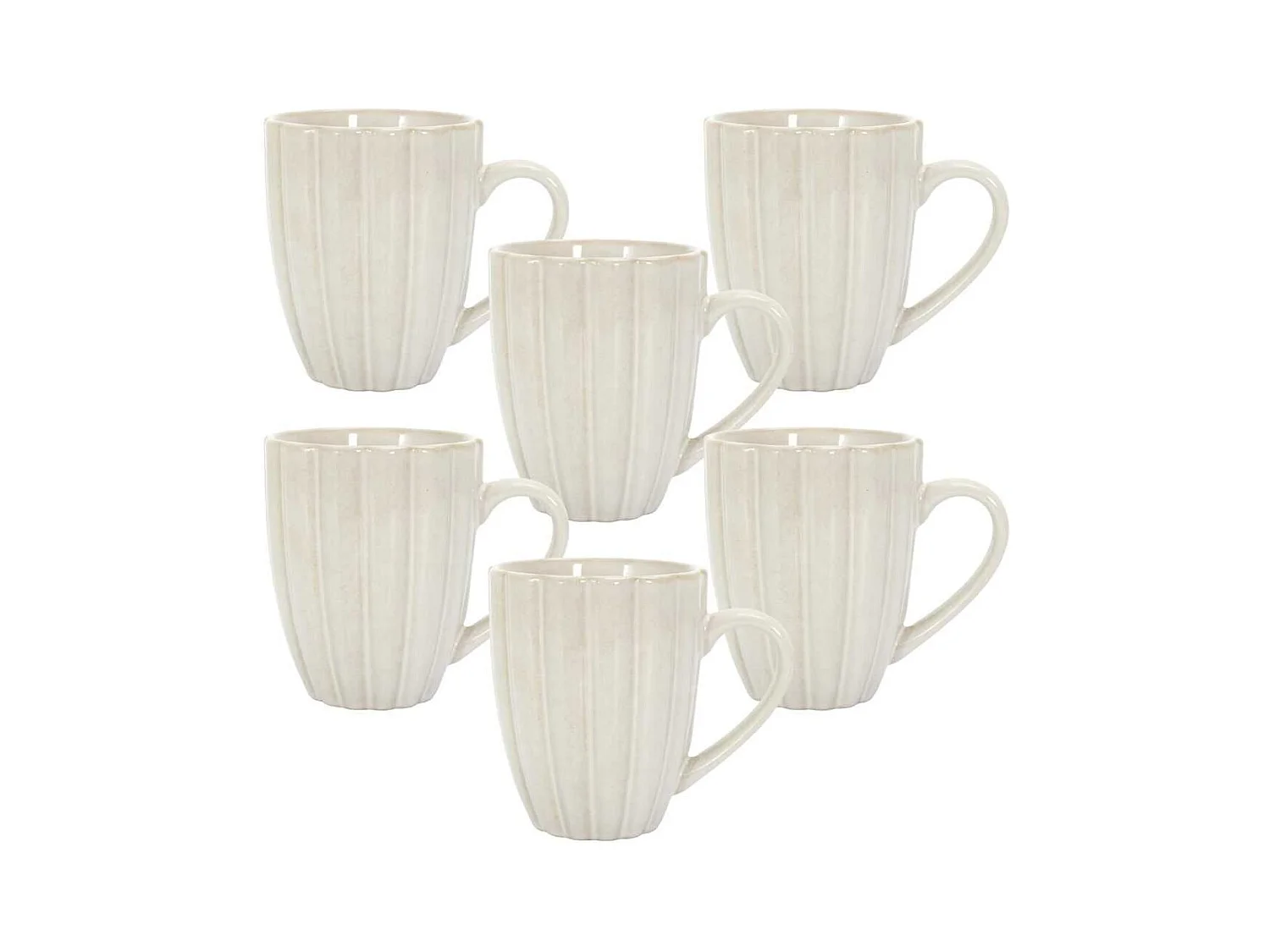 Set de 6 mugs beiges en céramique (30cl) - SHELLY