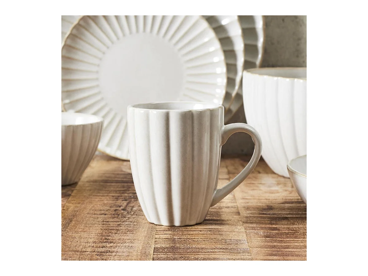 Set de 6 mugs beiges en céramique (30cl) - SHELLY