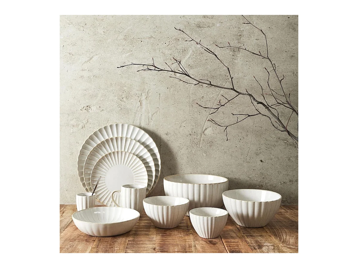 Set de 6 mugs beiges en céramique (30cl) - SHELLY