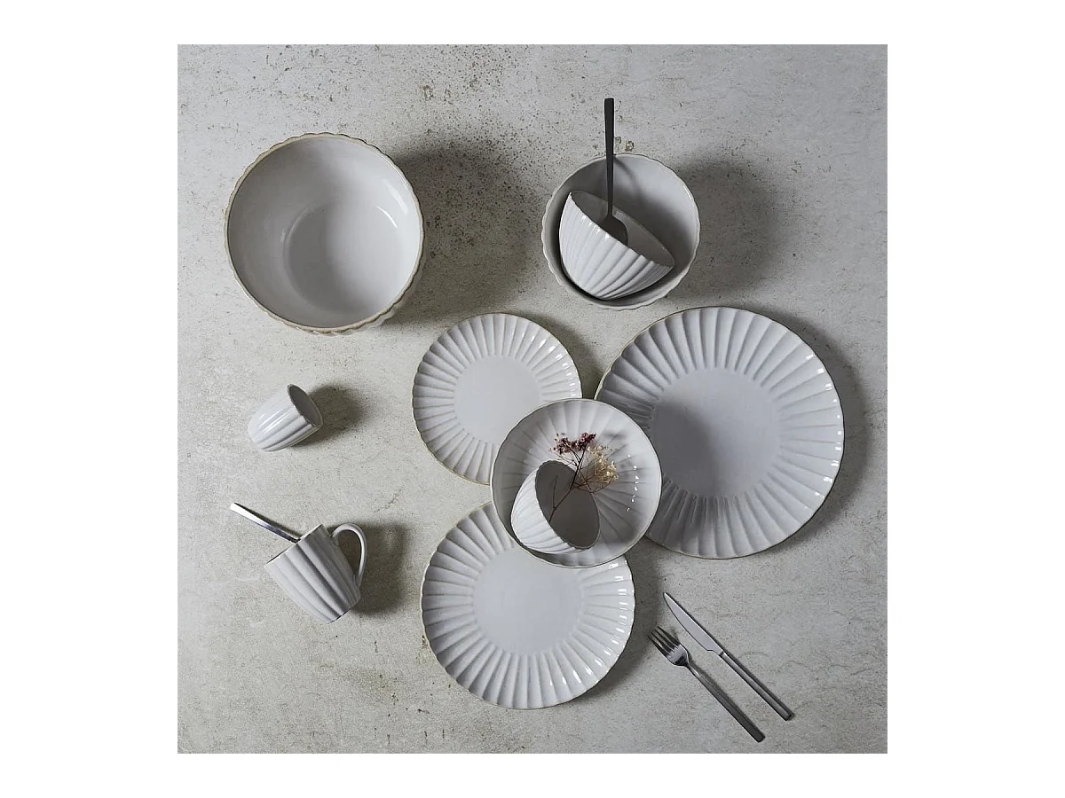 Set de 6 mugs beiges en céramique (30cl) - SHELLY