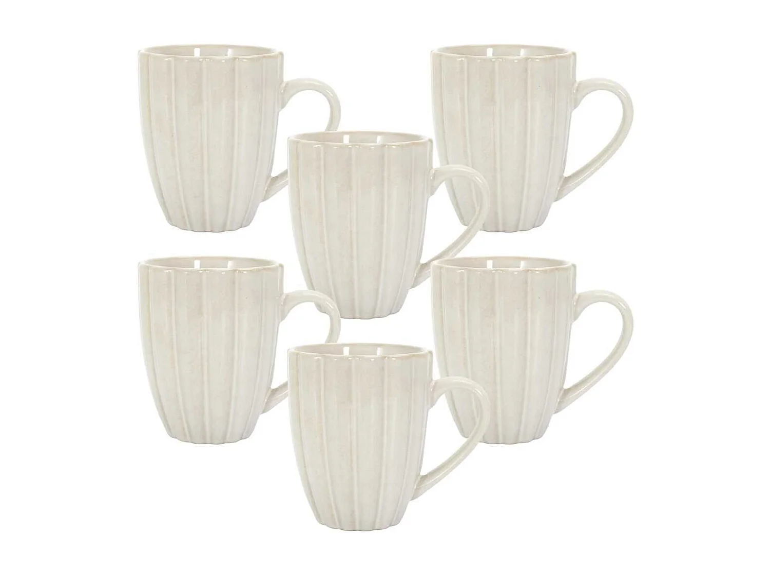 Set de 6 mugs beiges en céramique (30cl) - SHELLY