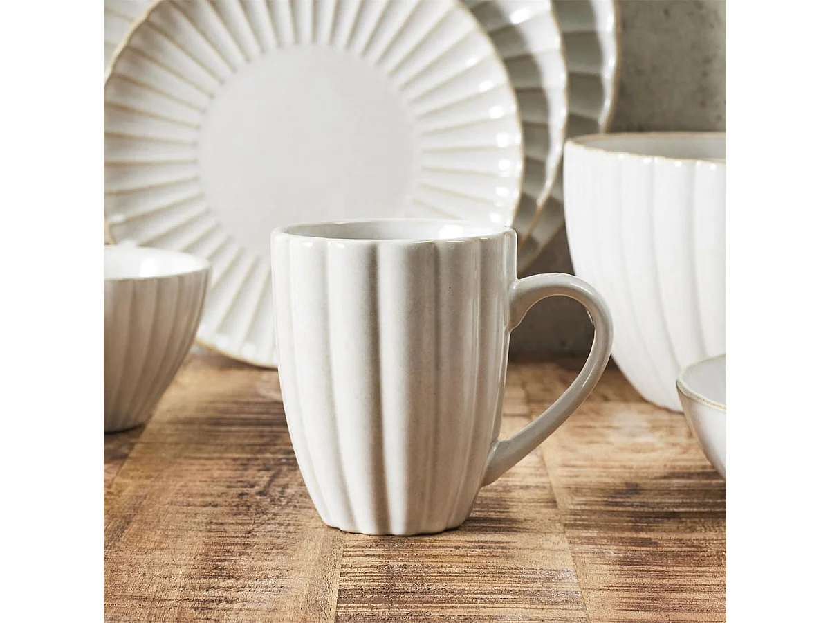 Set de 6 mugs beiges en céramique (30cl) - SHELLY