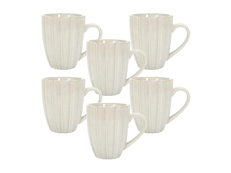 Set de 6 mugs beiges en céramique (30cl) - SHELLY