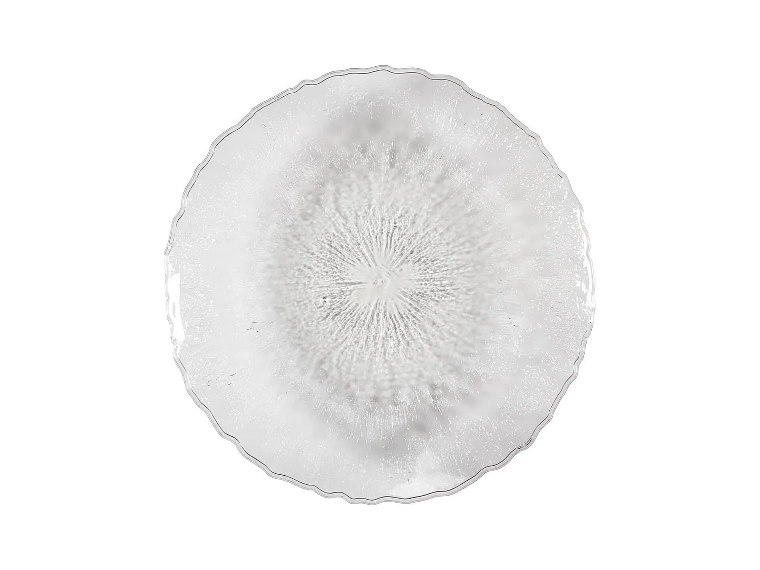 Set de 2 plats ronds en plastique transparent texturé martelé (Ø42,5 cm)