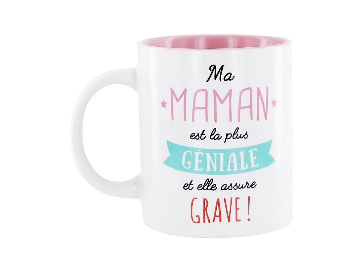 Mug 30 cl en céramique blanc avec message "ma maman est la plus géniale"