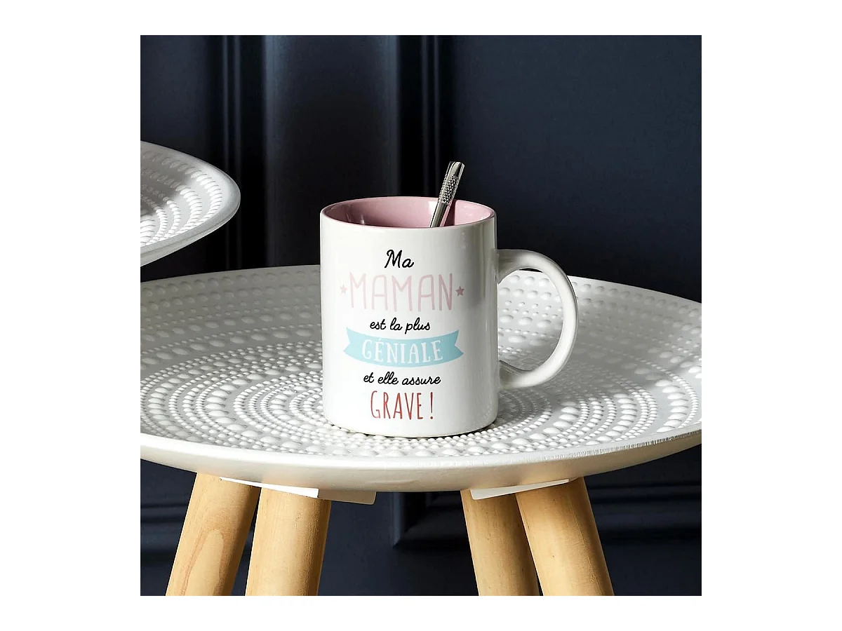Mug 30 cl en céramique blanc avec message "ma maman est la plus géniale"
