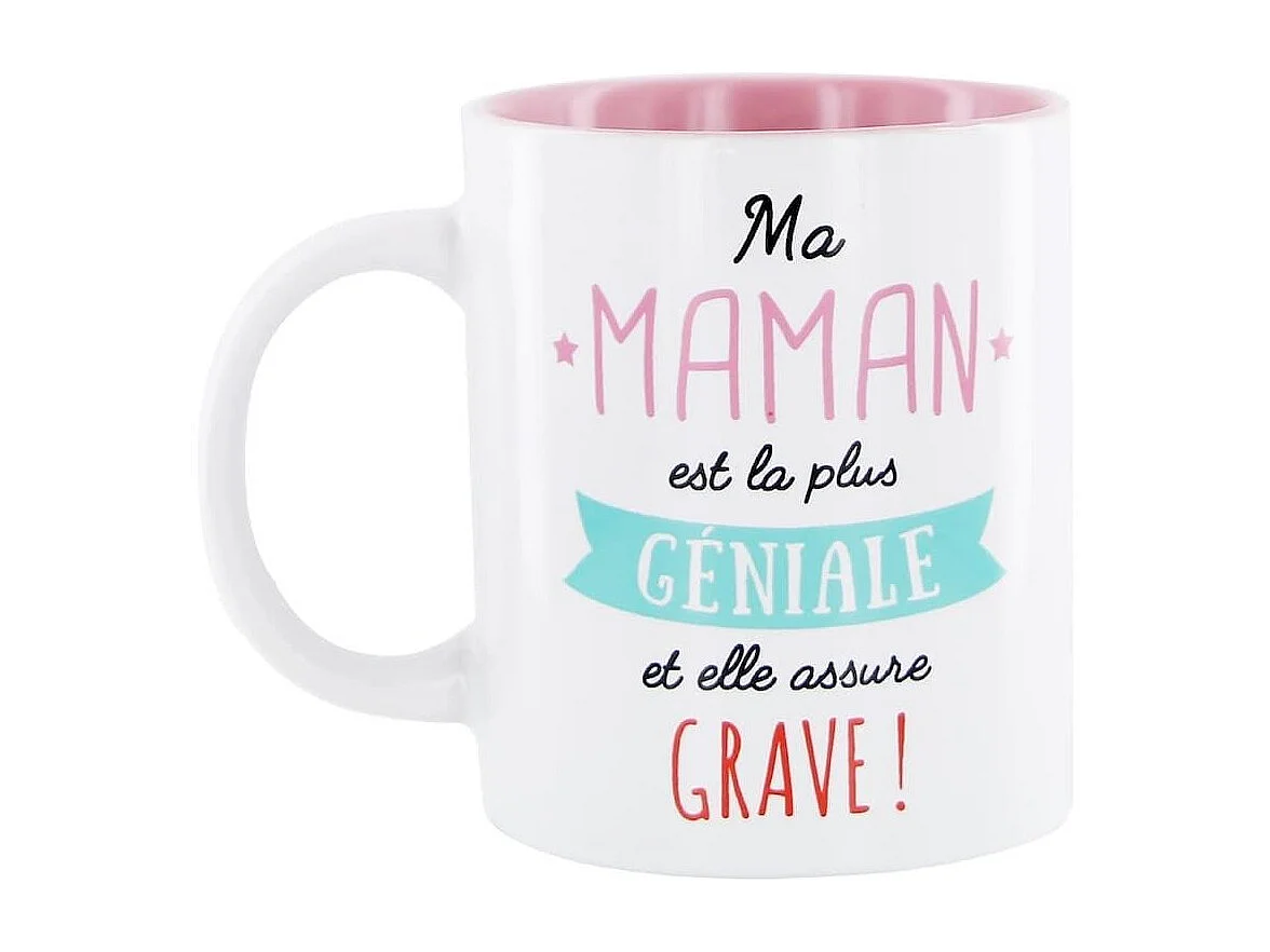 Mug 30 cl en céramique blanc avec message "ma maman est la plus géniale"
