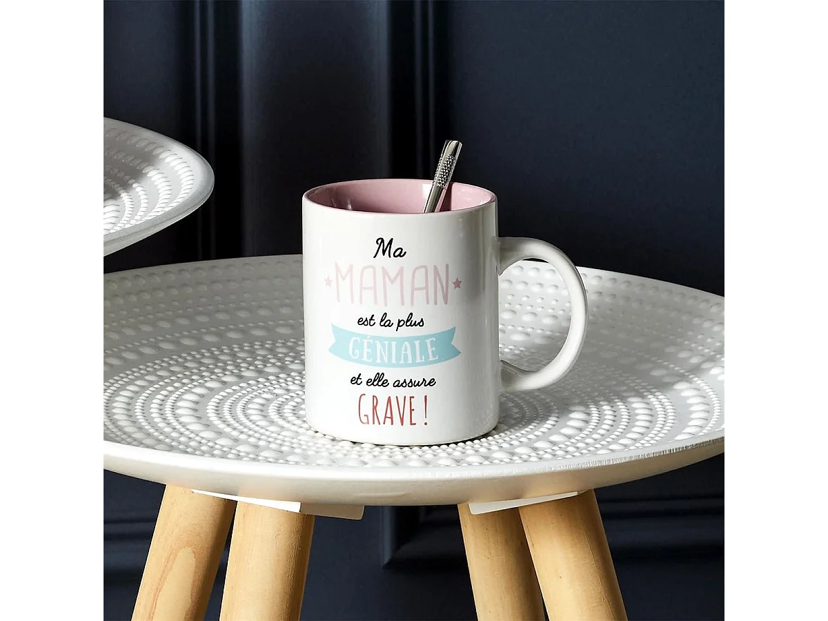 Mug 30 cl en céramique blanc avec message "ma maman est la plus géniale"