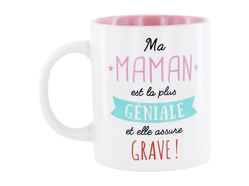 Mug 30 cl en céramique blanc avec message "ma maman est la plus géniale"