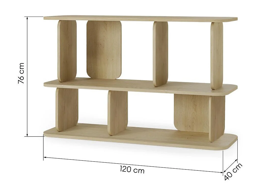 Étagère 76x120x40 cm bois naturel sala