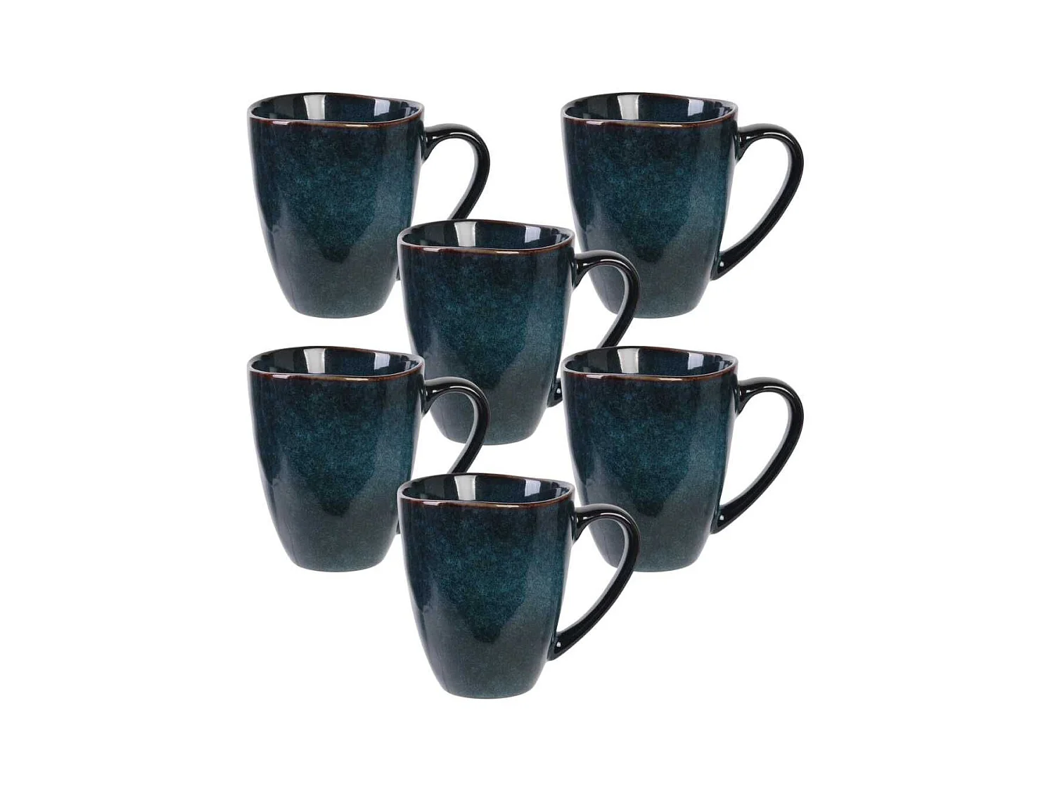 Set de 6 mugs 30cl en céramique au grés du temps bleu - GALET