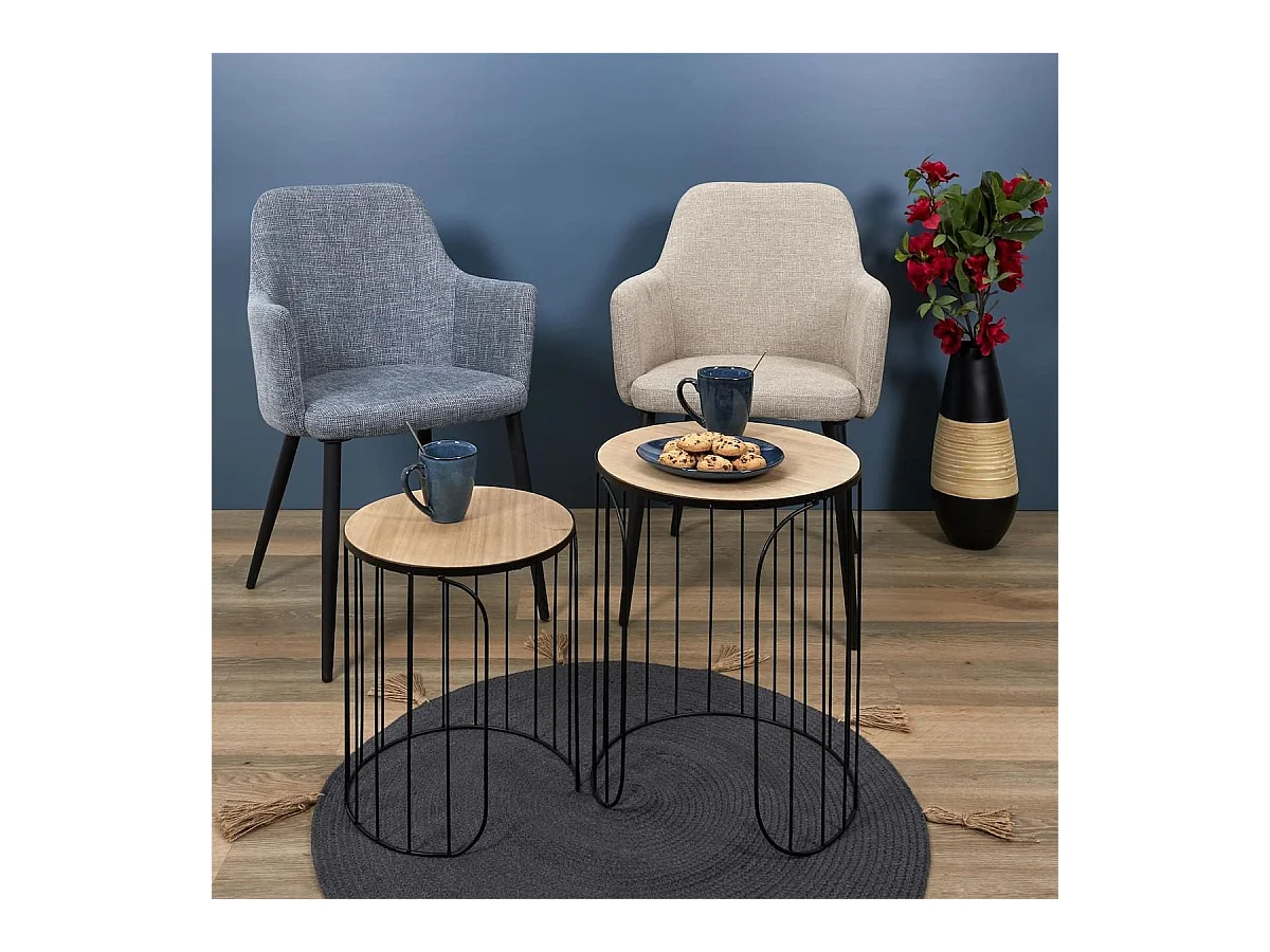 Set de 6 mugs 30cl en céramique au grés du temps bleu - GALET