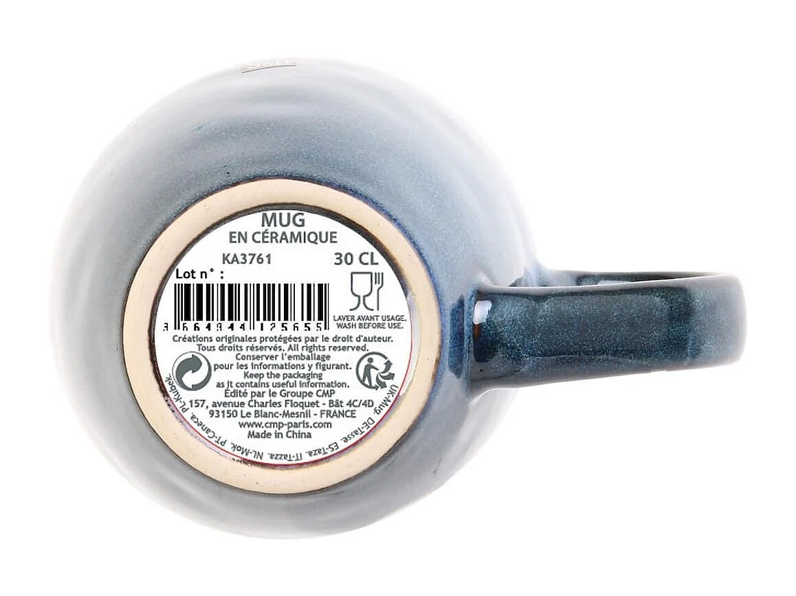 Set de 6 mugs 30cl en céramique au grés du temps bleu - GALET