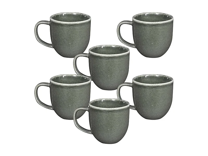 Set de 6 mugs en céramique au grés du temps vert (30cl) - MAKA