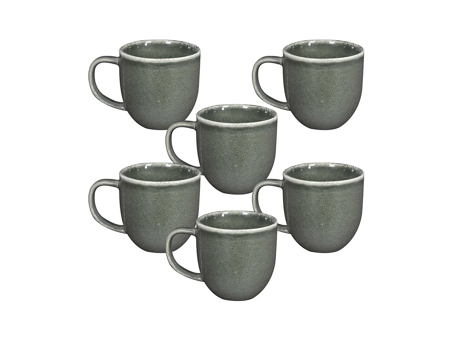 Set de 6 mugs en céramique au grés du temps vert (30cl) - MAKA