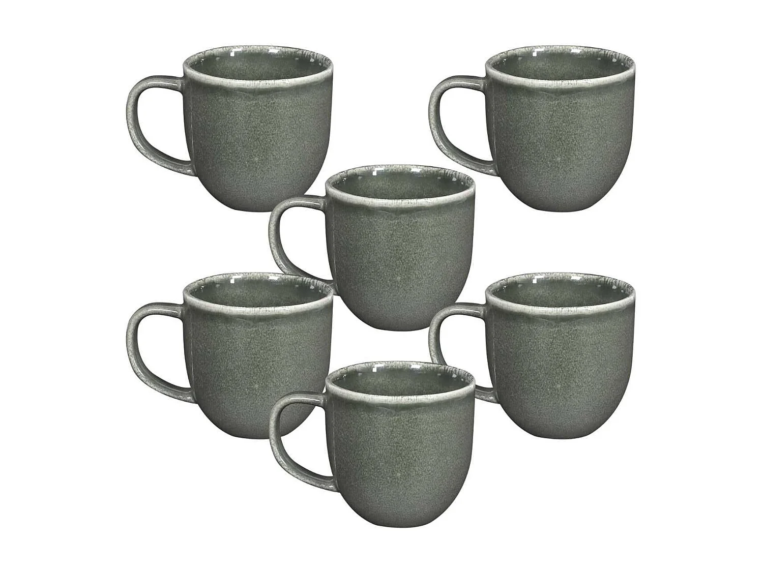 Set de 6 mugs en céramique au grés du temps vert (30cl) - MAKA