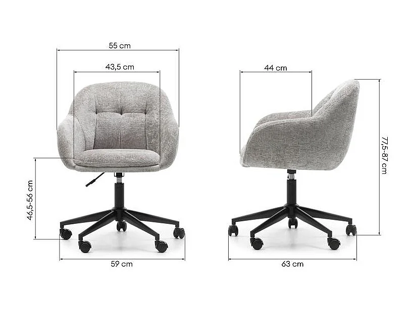 Chaise pivotante 59x63x77,5 cm Gris clair WEWORK