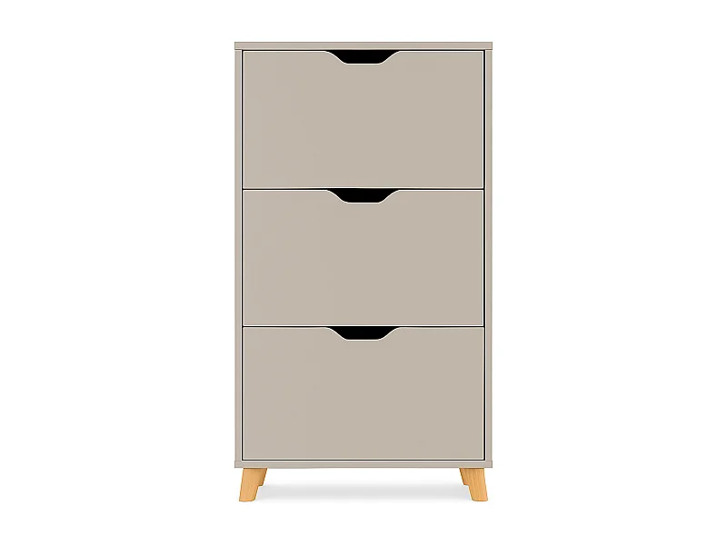 Plana - Sapateira economizadora de espaço 3 portas 55x116x25 cm 18 pares em madeira taupe
