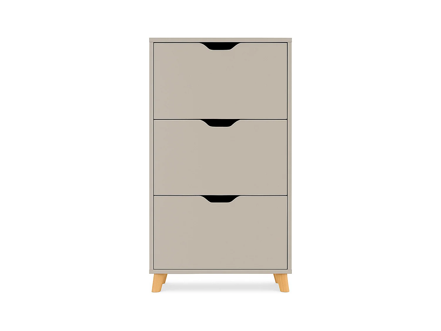 Plana - Sapateira economizadora de espaço 3 portas 55x116x25 cm 18 pares em madeira taupe