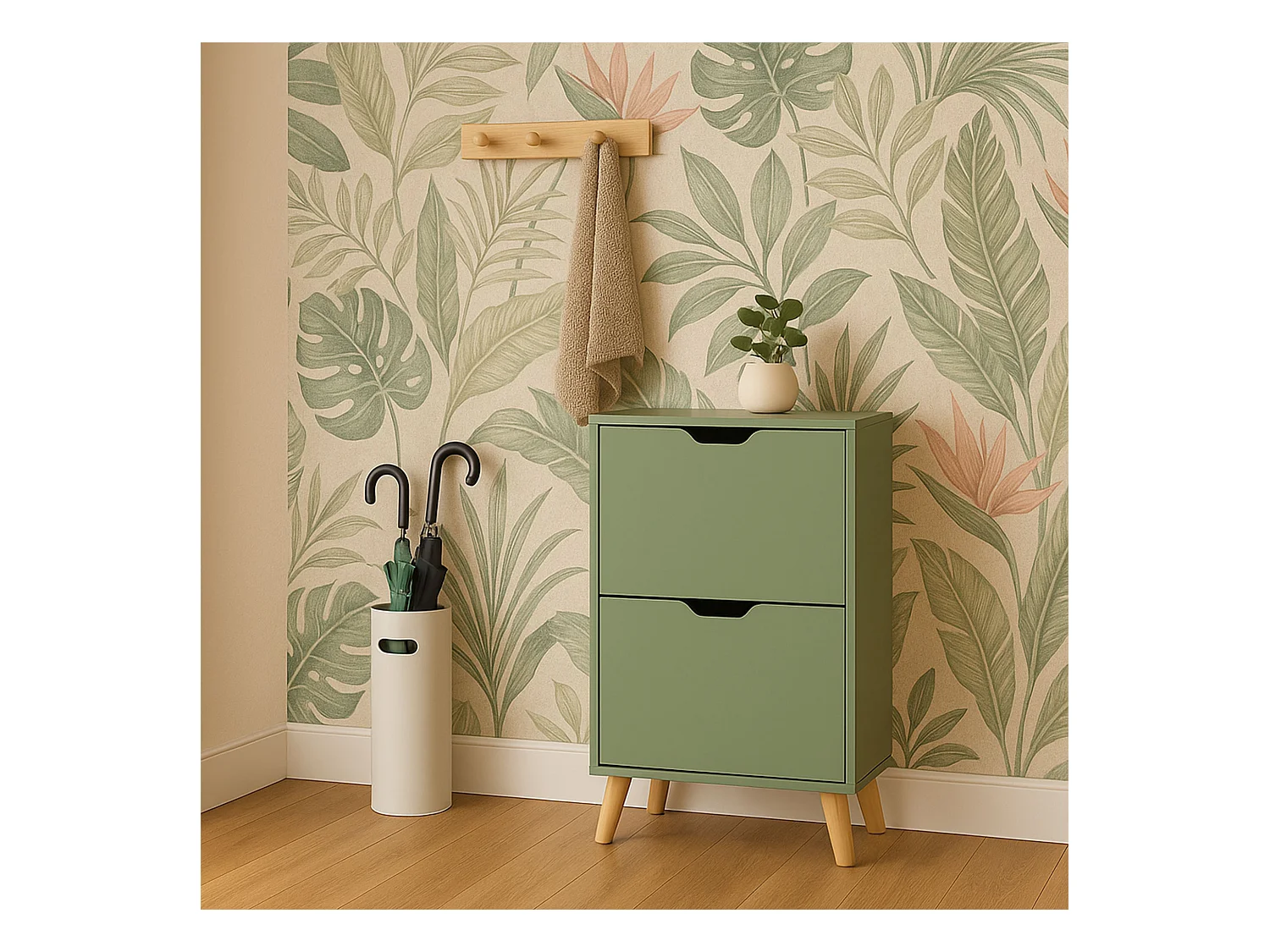 Emma - Zapatero Ahorraespacio 2 Puertas 55x82x25 cm 12 Pares en Madera Salvia