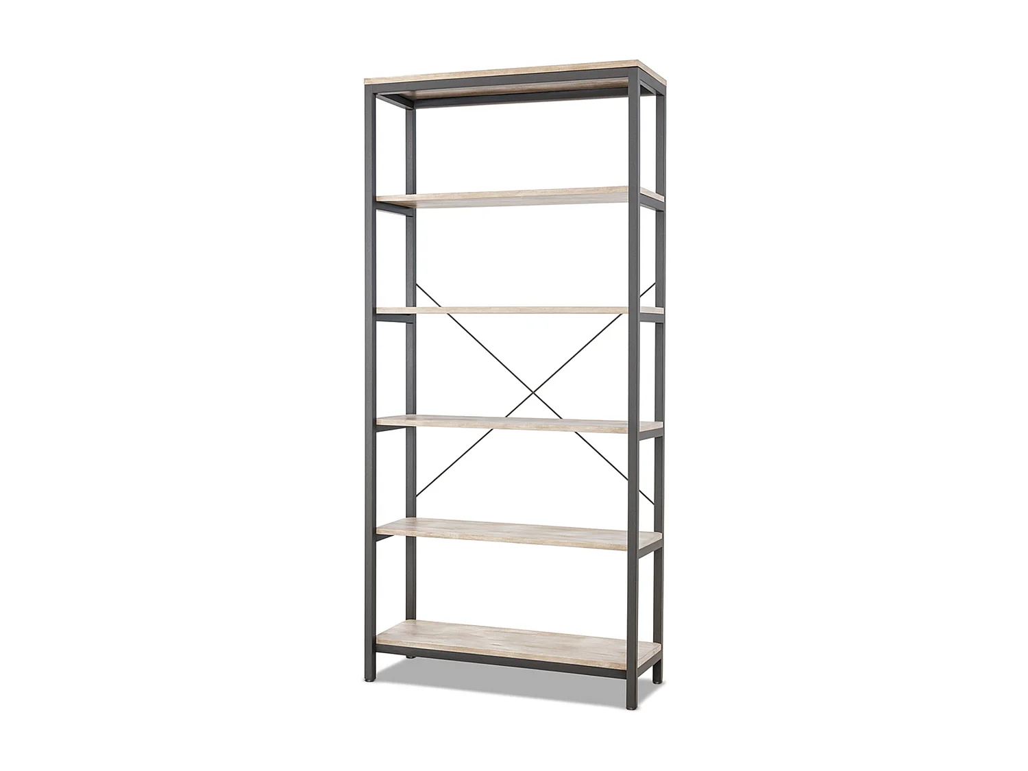 Ganbaru - Librería estantería 6 niveles 80x30xH180 cm estilo industrial bleach