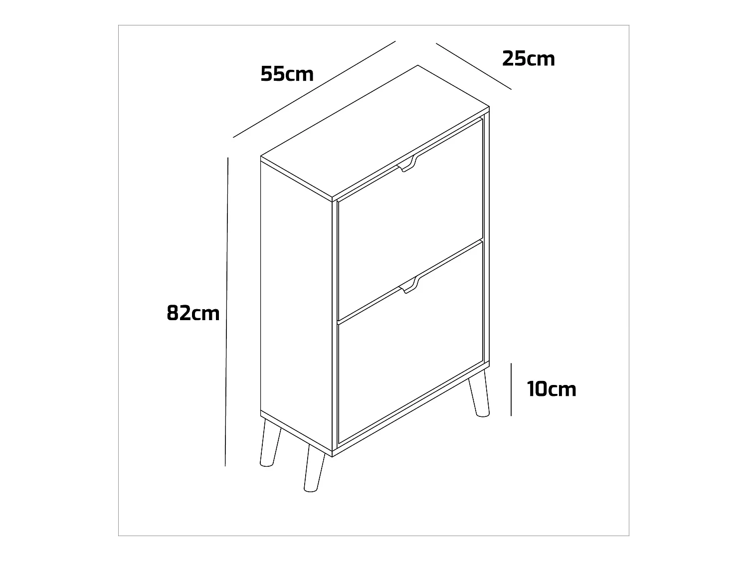 Emma - Sapateira Compacta 2 Portas 55x82x25 cm 12 Pares em Madeira Taupe