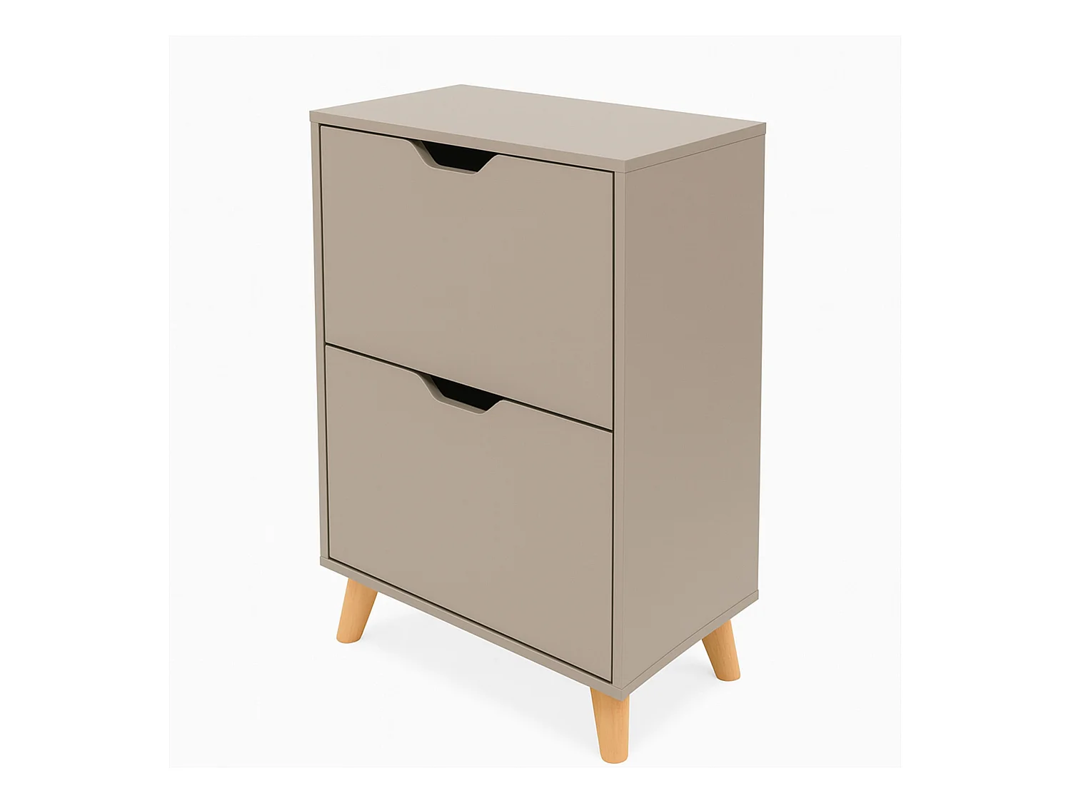 Emma - Sapateira Compacta 2 Portas 55x82x25 cm 12 Pares em Madeira Taupe