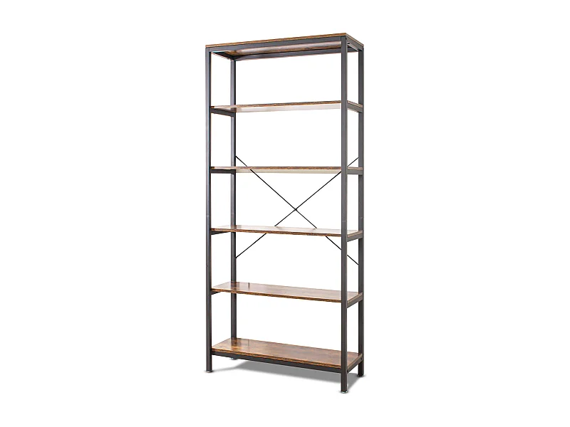 Ganbaru - Libreria scaffale a 6 ripiani 80x30xH180 cm in stile industriale