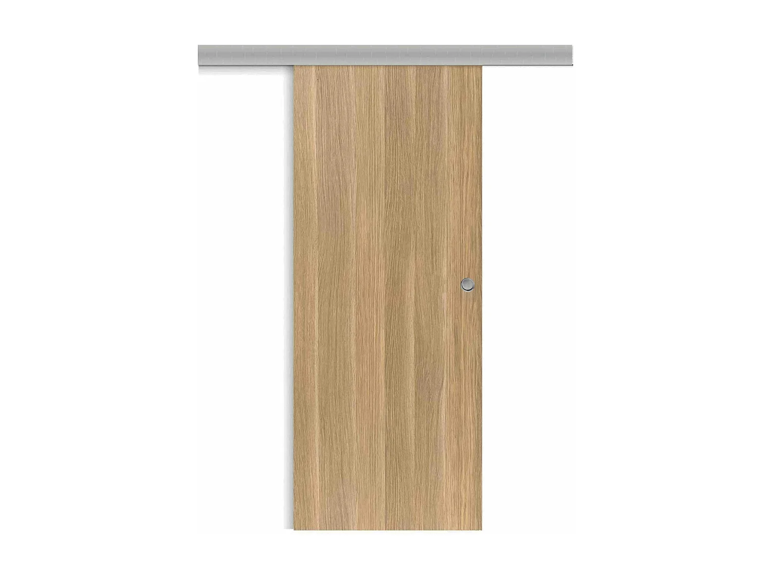 Porte coulissante applique Matild, H.204 x l.83 cm, sans serrure, finition chêne brut structuré