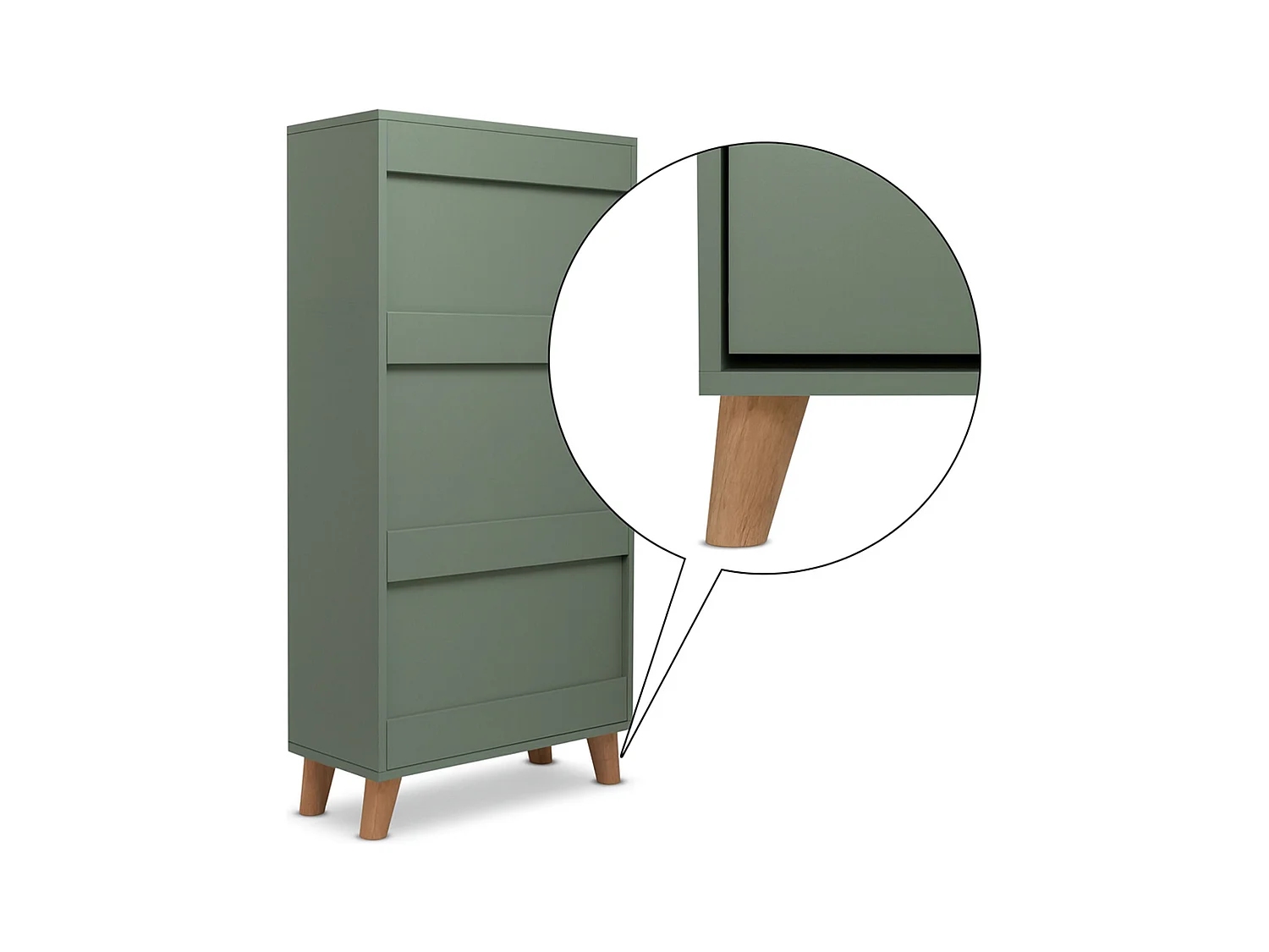 Plana - Zapatero ahorraespacio 3 puertas 55x116x25 cm 18 pares en madera salvia