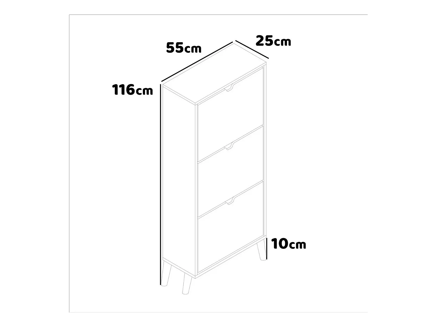 Plana - Zapatero ahorraespacio 3 puertas 55x116x25 cm 18 pares en madera salvia
