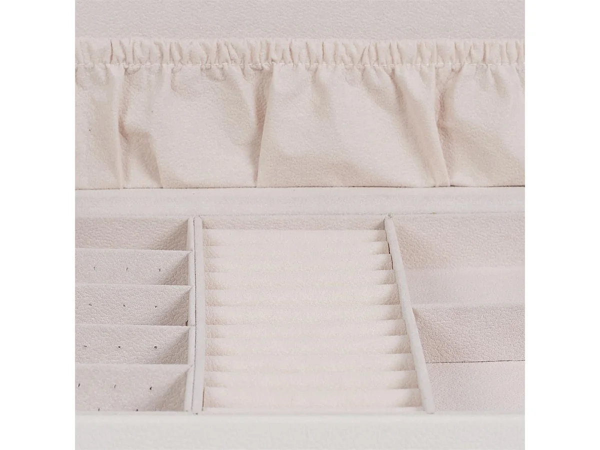 Boîte à bijoux blanche et rose en polyuréthane avec miroir et 2 tiroirs