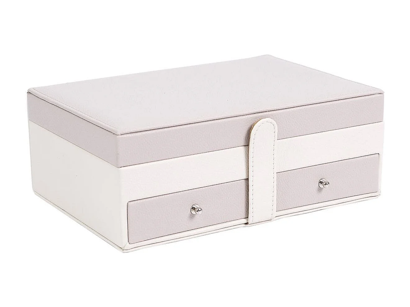 Boîte à bijoux blanche et rose en polyuréthane avec miroir et 2 tiroirs