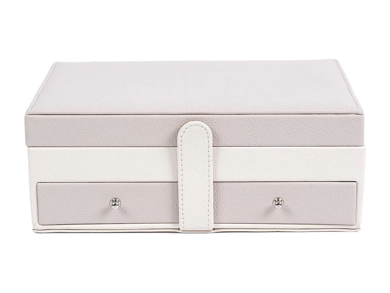 Boîte à bijoux blanche et rose en polyuréthane avec miroir et 2 tiroirs