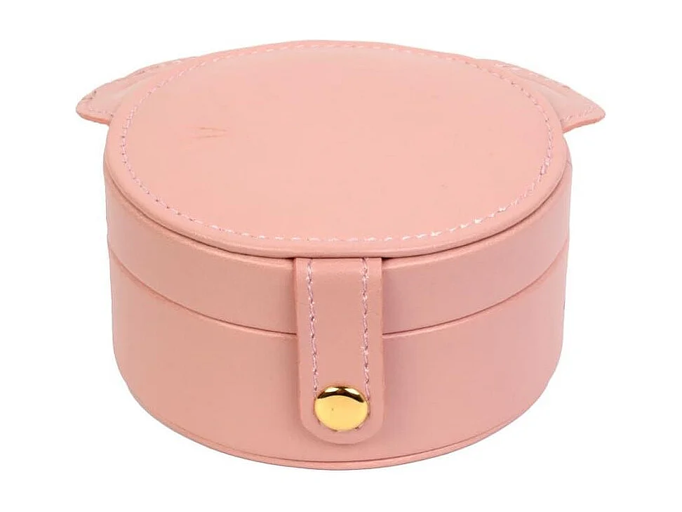 Boîte à bijoux en forme de chat rose en polyuréthane avec son pochon en polyester