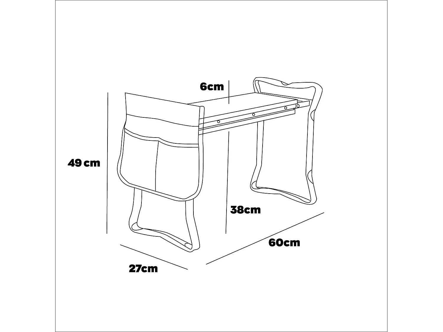 Ergogard - Taburete arrodillador multifuncional 2 en 1 para jardinería con bolsa portaherramientas negro y naranja