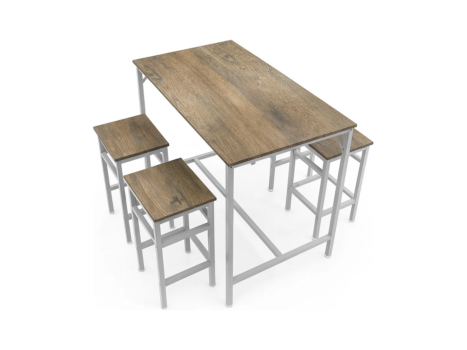 Sabi - Tavolo bar con 4 sgabelli quadrati in stile industrial oak, set angolo breakfast