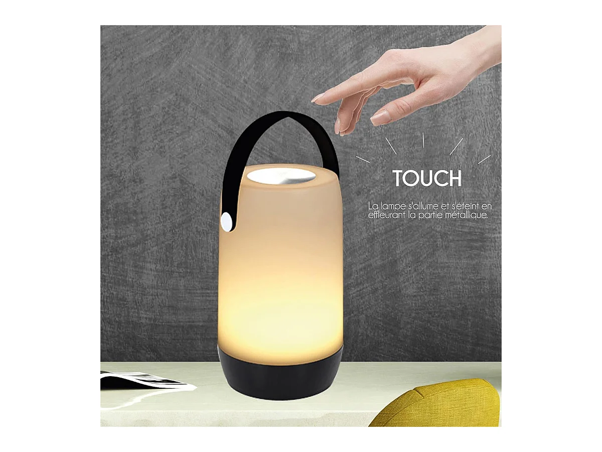 Lampe LED Tactile Sans Fil Blanche et Noire avec Anse - ATSUK