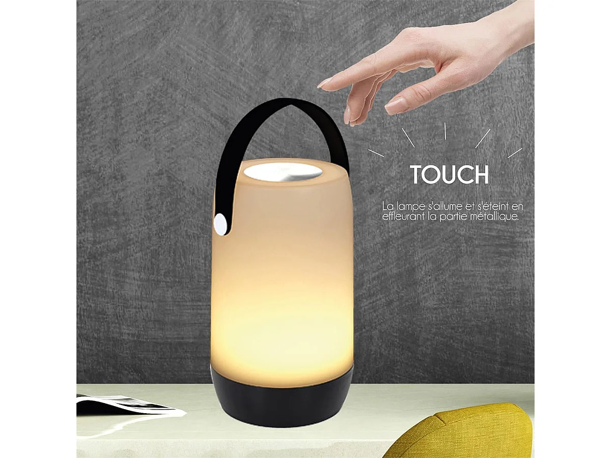 Lampe LED Tactile Sans Fil Blanche et Noire avec Anse - ATSUK